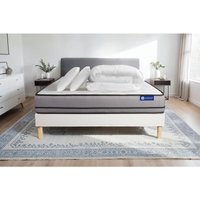 Komplettpaket Bett - Matratze 140x190 cm + Boxspringbett mit Lattenrost (im Set) + 2 Kopfkissen + Bettdecke - Actilatex Night von ACTISOM