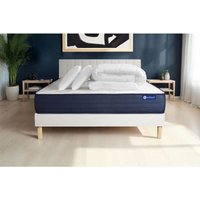Komplettpaket Bett - Matratze 140x200 cm + Boxspringbett mit Lattenrost (im Set) + 2 Kopfkissen + Bettdecke - Actilatex Life von ACTISOM