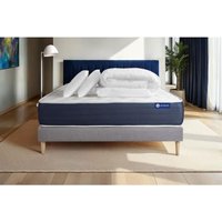 Komplettpaket Bett - Matratze 160x200 cm + Boxspringbett mit Lattenrost (im Set) + 2 Kopfkissen + Bettdecke - Actilatex Sleep von ACTISOM