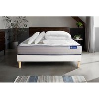 Komplettpaket Bett - Matratze 160x200 cm + Boxspringbett mit Lattenrost (im Set) + 2 Kopfkissen + Bettdecke - Actimemo Form von ACTISOM