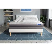 Komplettpaket Bett - Matratze 180x200 cm + Boxspringbett mit Lattenrost (im Set) + 2 Kopfkissen + Bettdecke - Actimemo Relax von ACTISOM