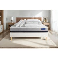 Komplettpaket Bett - Matratze 200x200 cm + Boxspringbett mit Lattenrost (im Set) + 2 Kopfkissen + Bettdecke - Actilatex Soft von ACTISOM