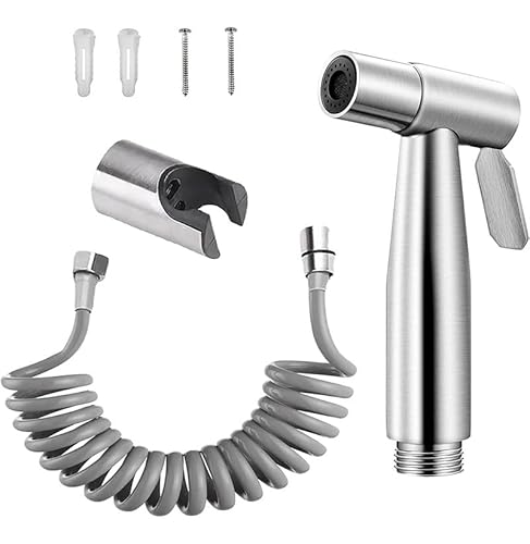 Bidet-Handbrause aus Edelstahl, verstellbare Brause, Handbrause-Set, wandmontierter Bidet-Aufsatz aus Edelstahl, Hakentoilette- und Rohr von ACTIUSIS