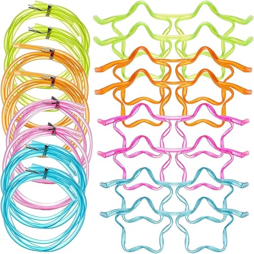 Strohhalm Brille, Neuheit Brille Strohhalm, Flexible Mehrfarbige Strohhalme, Crazy Fun Loop Strohhalme, Brillengestell in Sternform, Wiederverwendbare Strohhalm Brille, 4 Farben,12 pcs Strohhalm Brille, Neuheit Brille Strohhalm, Flexible Mehrfarbige Strohhalme, Crazy Fun Loop Strohhalme, Brillengestell in Sternform, Wiederverwendbare Strohhalm Brille, 4 Farben,12 pcs von ACTIUSIS