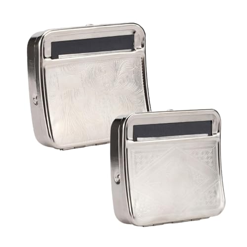 Zigaretten Rollbox,2 Stück 78mm Drehmaschine Zigaretten,Edelstahl Zigarettenroller, Zigarettendrehmaschine Mit Tabak-Fach Etui,Silber Zigaretten Rollbox,2 Stück 78mm Drehmaschine Zigaretten,Edelstahl Zigarettenroller, Zigarettendrehmaschine Mit Tabak-Fach Etui,Silber von ACTIUSIS