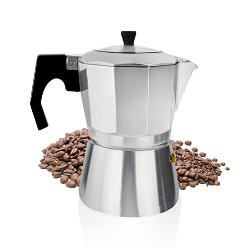 ACTIV CUISINE Espressokocher 3 Tassen aus Aluminium, Espressokanne Espresso Mokka Maker Mokkakanne italienische Kaffeekocher mit transparenter Deckel, nicht für Induktion, 150 ml von ACTIV CUISINE