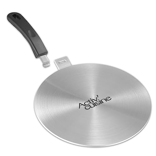 ACTIV CUISINE Induktion Adapterplatte 20 cm Induktionsadapterplatte mit abnehmbarem Griff Moka Induktionskochteller Adapter für die Verwendung von Kaffeekannen auf Induktionskochfelder Edelstahl von ACTIV CUISINE