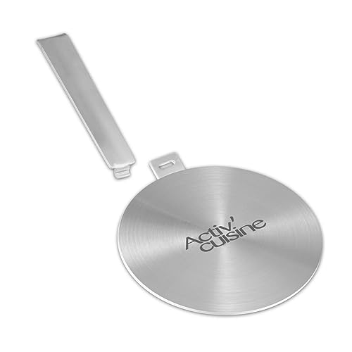 ACTIV CUISINE Induktion Adapterplatte Induktionsadapterplatte mit abnehmbarem Edelstahlgriff Moka Induktionskochteller Adapter für die Verwendung von Kaffeekannen auf Induktionskochfelder, 14 cm von ACTIV CUISINE