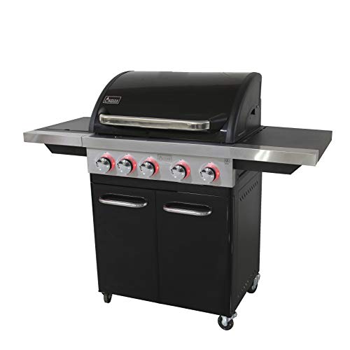 ACTIVA 4 Brenner Gasgrill "Black Star 500" Grillwagen mit 800 Grad Infrarot Seitenbrenner, Gussrost, Deckelthermometer und zusätzlicher Ablage von ACTIVA