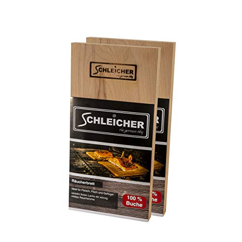 SCHLEICHER Premium Buche Räucherbretter 30x14x2cm - 2 Stück - XXXL 2cm extra dick – mehrfach wiederverwendbar & langlebig - Grillbrett - Räucherbrett aus 100% Buchenholz von ACTIVA