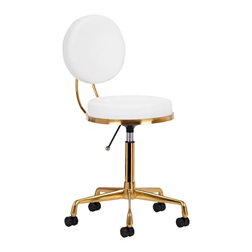 ACTIVESHOP Kosmetikhocker Rollhocker Arbeitshocker H5 Gold Weiss von ACTIVESHOP