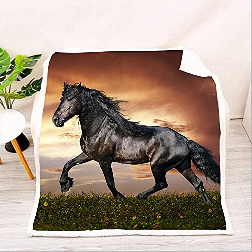 ACTMSY Fleecedecke Kinder Erwachsene Galoppierendes Pferd 3D Kuscheldecke 150x200 cm Flanell Mikrofaser Wohndecke Decke Couchdecke Sofaüberwurf Bettüberwurf Flauschige Weiche& Warme von ACTMSY
