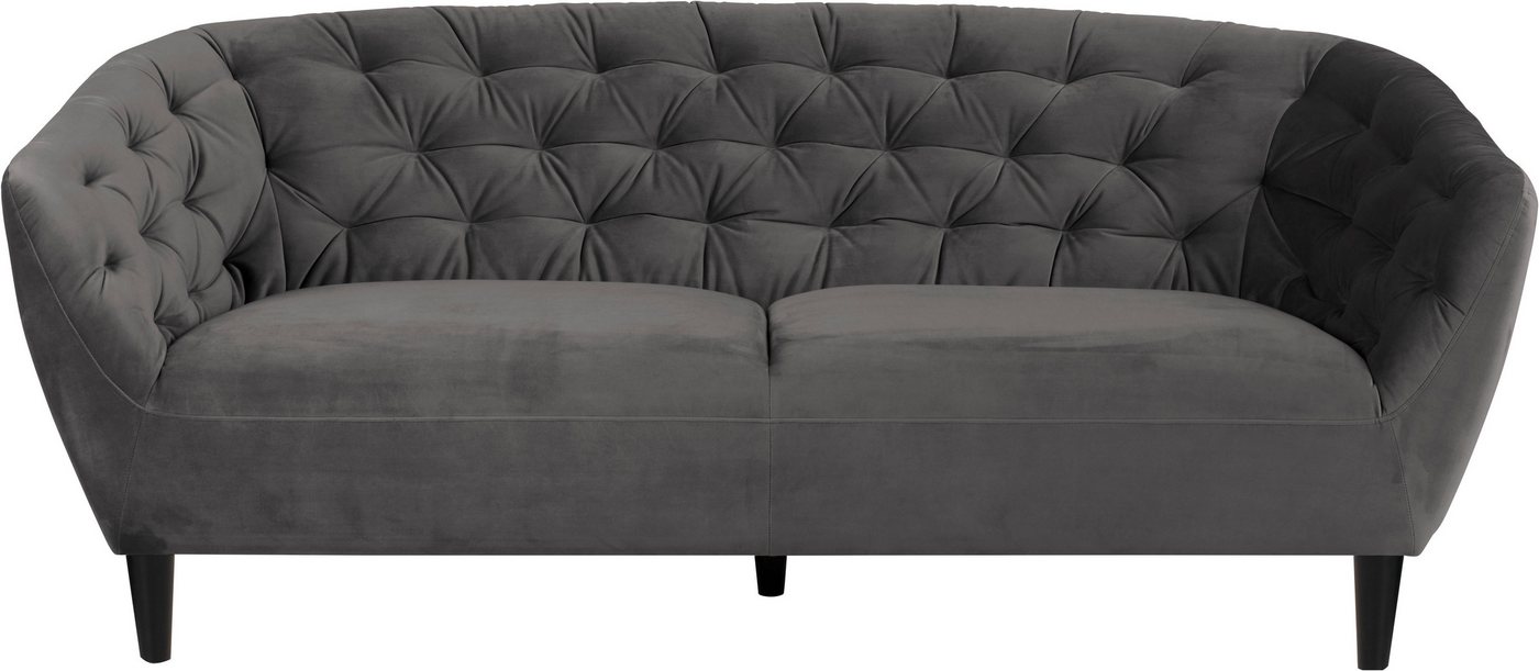 ACTONA GROUP 3-Sitzer Ria Couch, Sofa, Samtstoff, Massivholz-Beine, Taschenfederkern, Tufting, mit Armlehnen von ACTONA GROUP