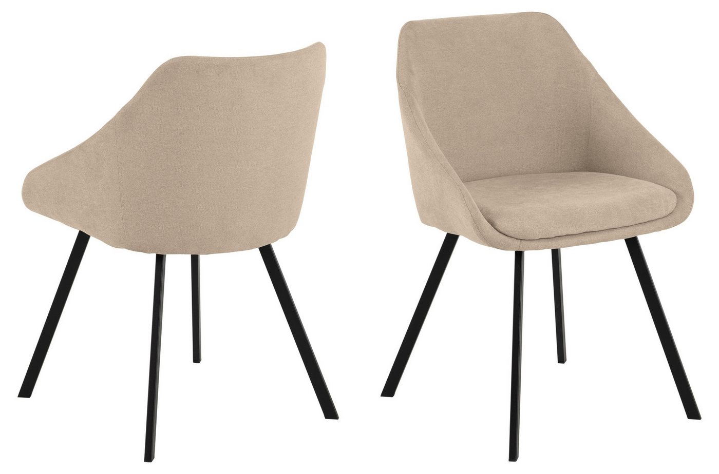 ACTONA GROUP Armlehnstuhl (2er-Set) in Beige, Stoff, Stahl - 51,5x78x54,5cm (BxHxT) (2er-Set) von ACTONA GROUP