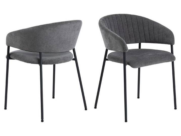 ACTONA GROUP Armlehnstuhl (2er-Set) in Grau, Polyester, Stahl - 54,5x77,5x54cm (BxHxT) (2er-Set), grau von ACTONA-GROUP