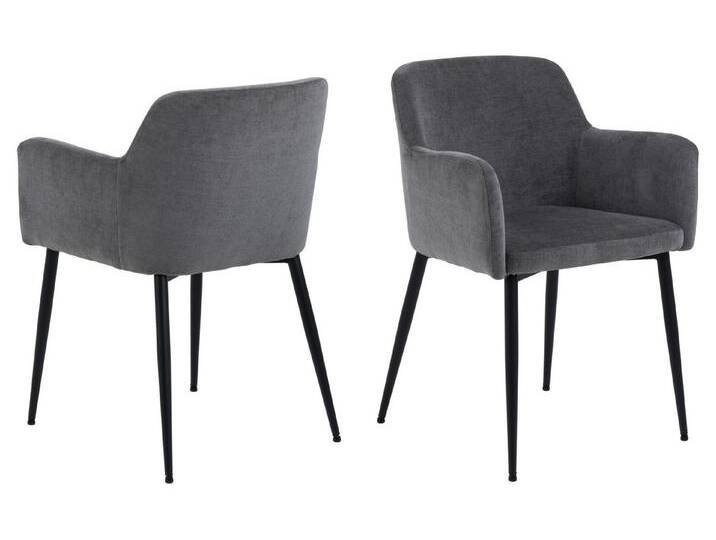 ACTONA GROUP Armlehnstuhl (2er-Set) in Grau, Polyester, Stahl - 54,5x80x56cm (BxHxT) (2er-Set), grau von ACTONA-GROUP