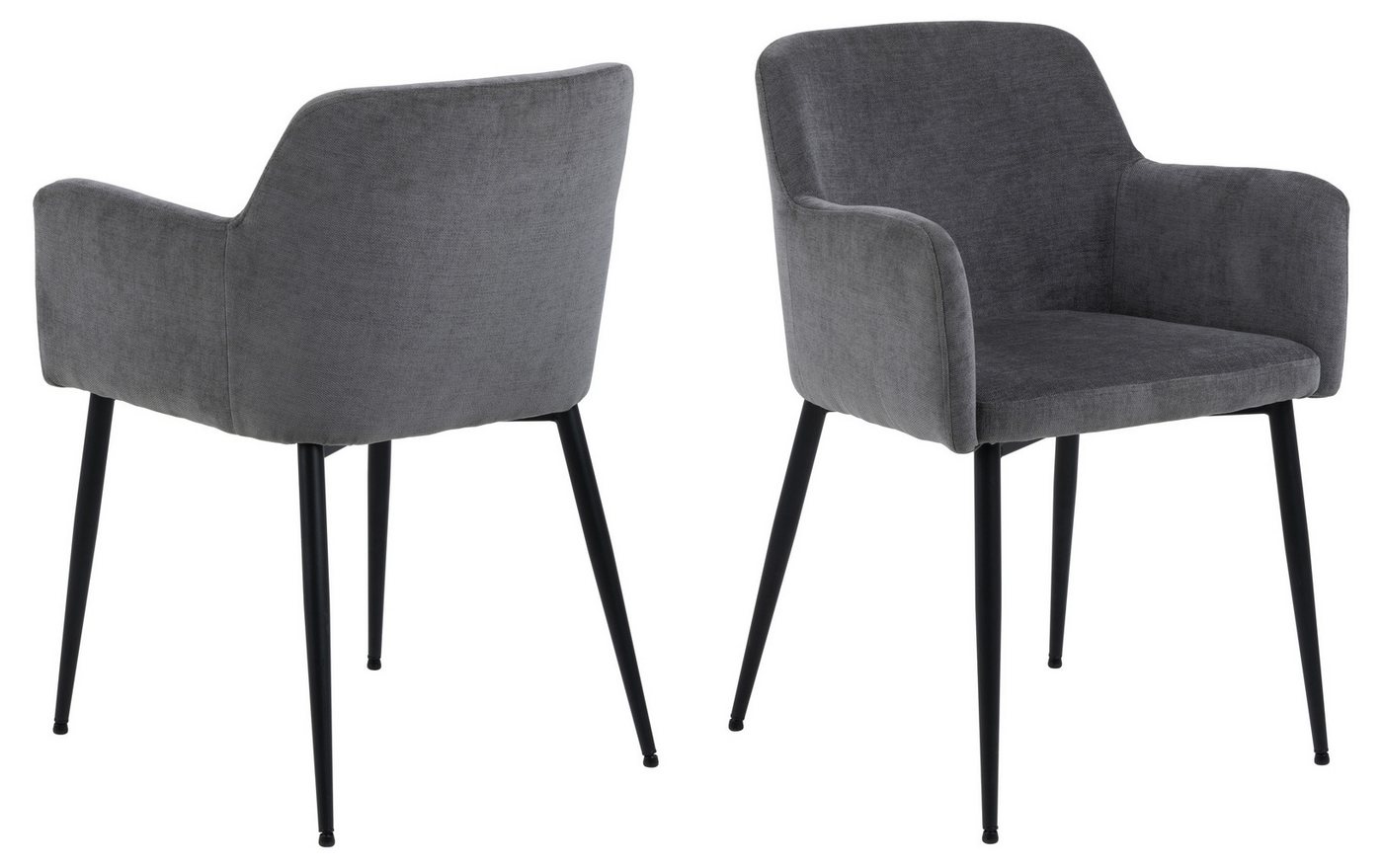 ACTONA GROUP Armlehnstuhl (2er-Set) in Grau, Polyester, Stahl - 54,5x80x56cm (BxHxT) (2er-Set) von ACTONA GROUP