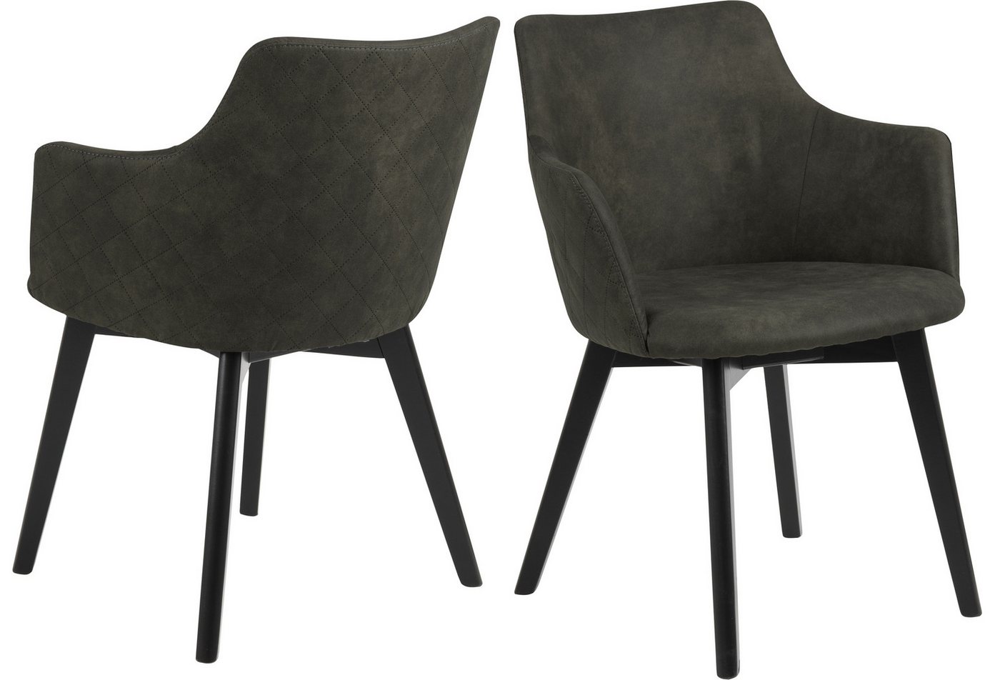 ACTONA GROUP Armlehnstuhl (2er-Set) in olivgrün, Polyester - 62x80x59cm (BxHxT) (2er-Set) von ACTONA GROUP
