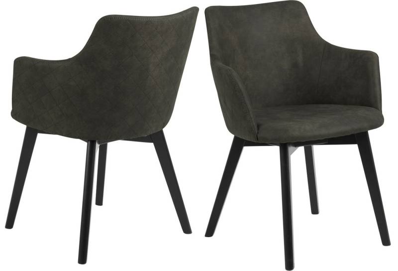 ACTONA GROUP Armlehnstuhl (2er-Set) in olivgrün, Polyester - 62x80x59cm (BxHxT) (2er-Set) von ACTONA GROUP