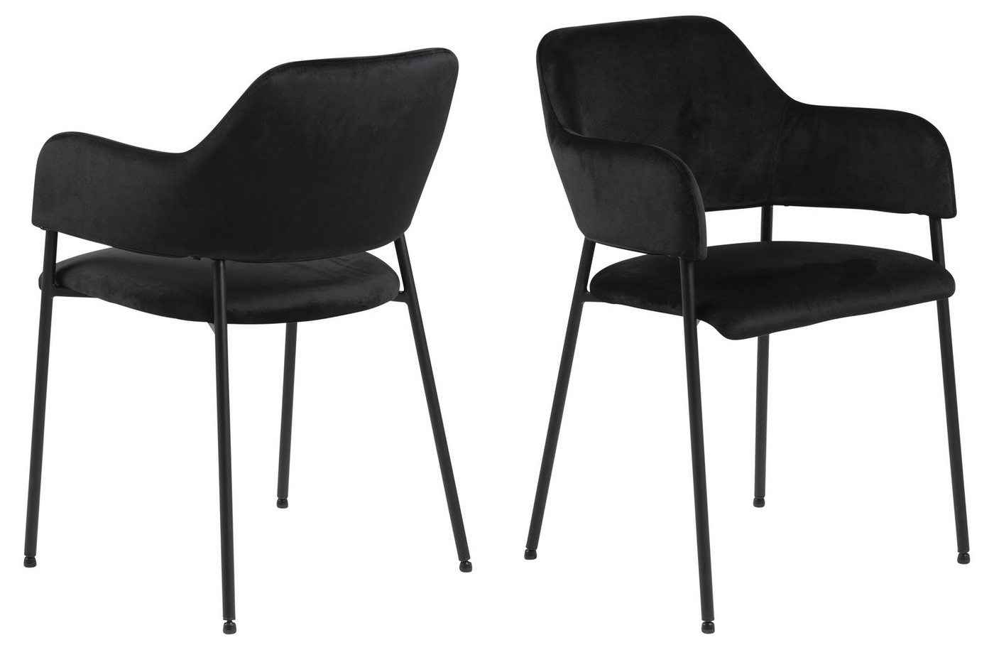 ACTONA GROUP Armlehnstuhl (2er-Set) in schwarz, Polyester, Stahl - 54x82x55cm (BxHxT) (2er-Set) von ACTONA GROUP