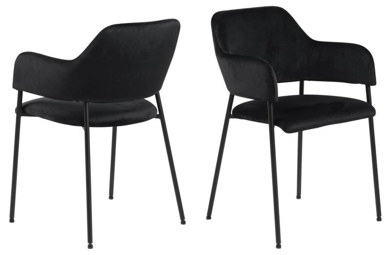 ACTONA GROUP Armlehnstuhl (2er-Set) in schwarz, Polyester, Stahl - 54x82x55cm (BxHxT) (2er-Set) von ACTONA GROUP