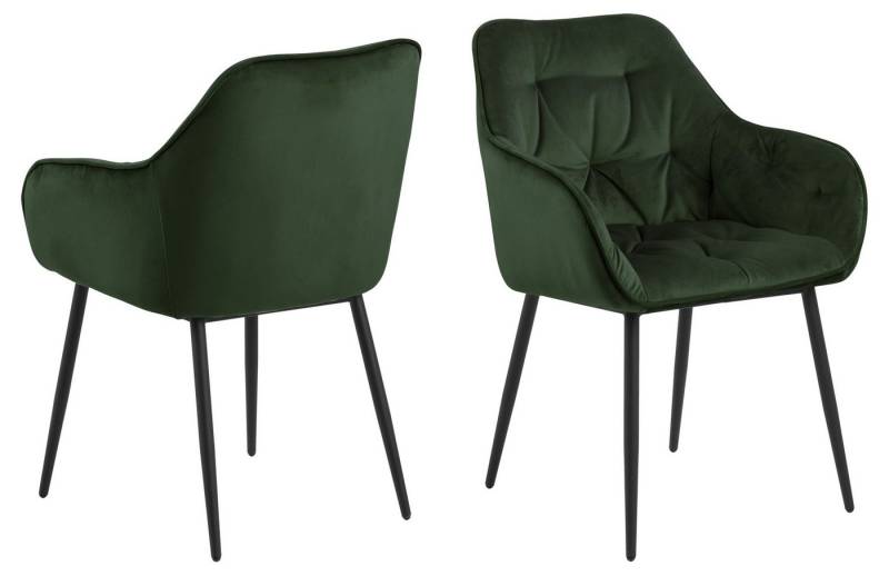 ACTONA GROUP Armlehnstuhl (2er-Set) in waldgrün, Polyester, Stahl - 58x83x55 (BxHxT) (2er-Set) von ACTONA GROUP