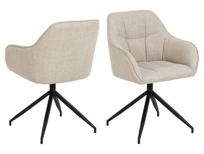 ACTONA GROUP Armlehnstuhl Brenda Esszimmerstuhl, Polsterstuhl, Drehfunktion, Armlehne, Stoff, Quadratnähten, schwarzen Metallbeinen, beige, beige ACTONA GROUP Armlehnstuhl Brenda Esszimmerstuhl, Polsterstuhl, Drehfunktion, Armlehne, Stoff, Quadratnähten, schwarzen Metallbeinen, beige, beige von ACTONA-GROUP