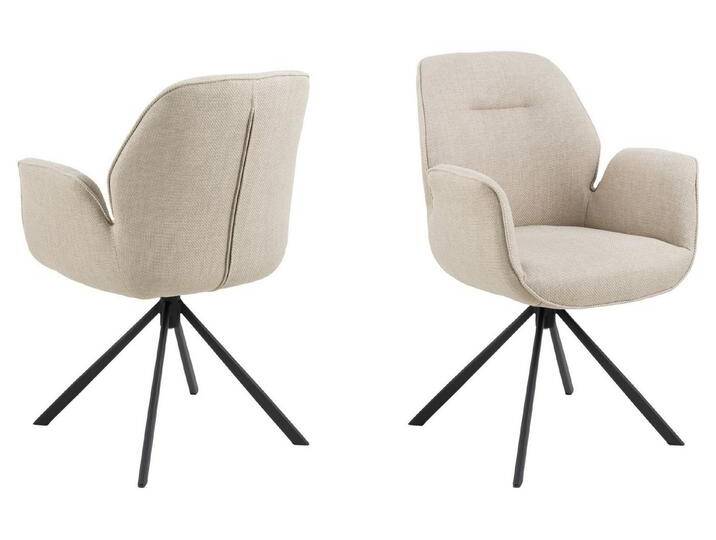 ACTONA GROUP Armlehnstuhl Sternfuß schwarz, drehbar, in Beige, Stoff - 62x90x61cm (BxHxT), beige von ACTONA-GROUP