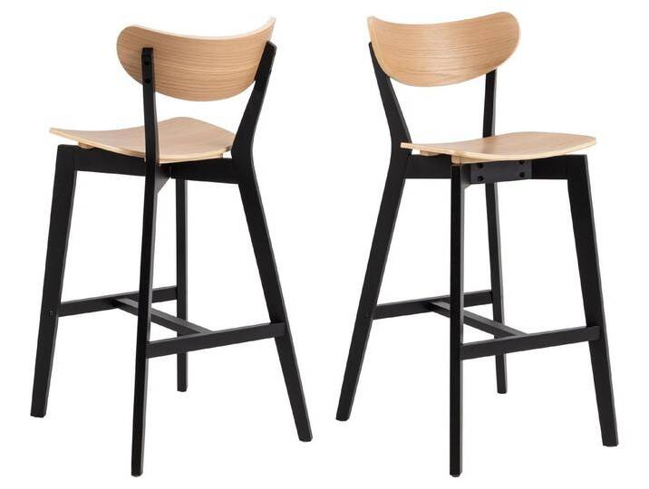 ACTONA GROUP Barhocker (2er-Set) in Eiche; schwarz, Massivholz - 45x105x49cm (BxHxT) (2er-Set), schwarz von ACTONA-GROUP