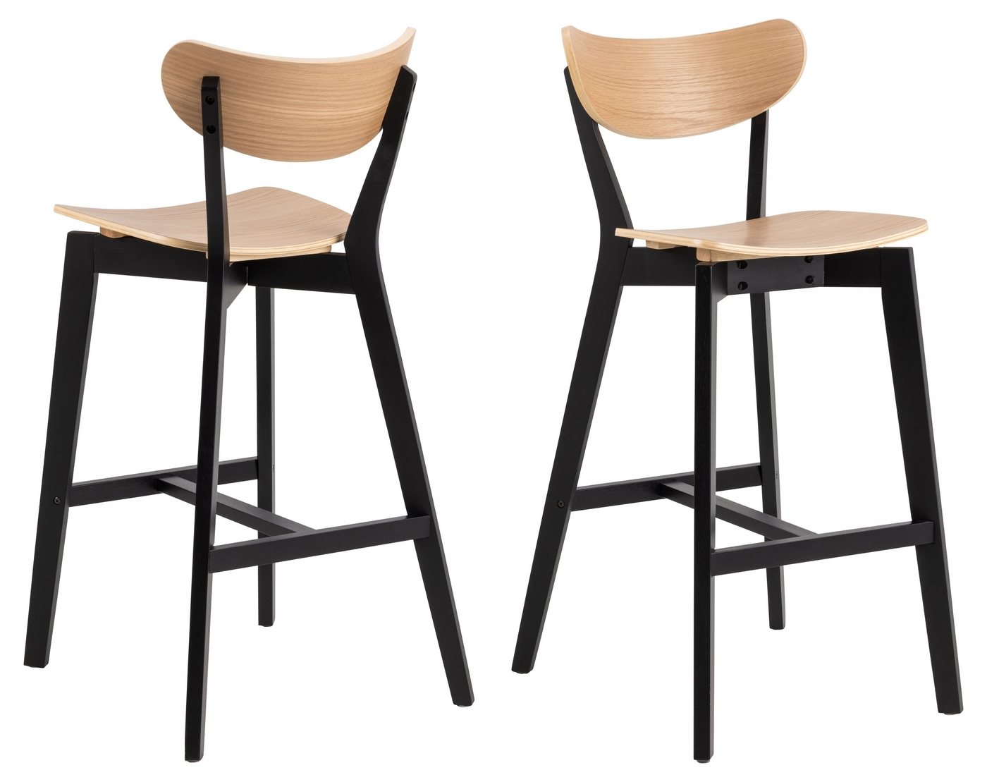 ACTONA GROUP Barhocker (2er-Set) in Eiche, schwarz, Massivholz - 45x105x49cm (BxHxT) (2er-Set) von ACTONA GROUP