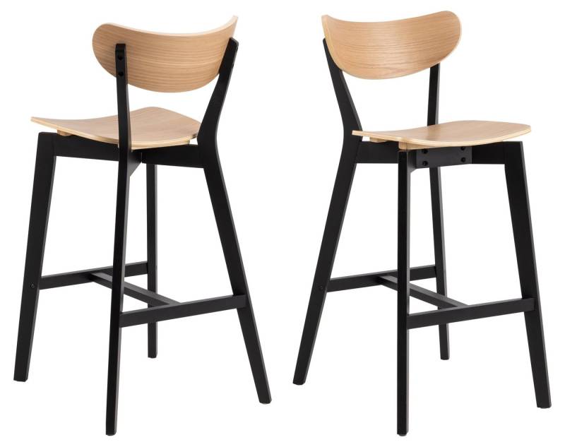 ACTONA GROUP Barhocker (2er-Set) in Eiche, schwarz, Massivholz - 45x105x49cm (BxHxT) (2er-Set) von ACTONA GROUP