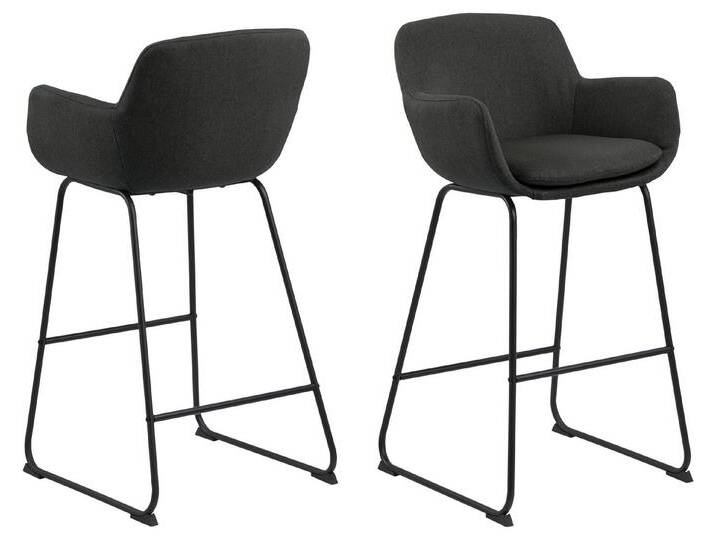 ACTONA GROUP Barhocker (2er-Set) in Grau, Polyester, Stahl - 52x100x53cm (BxHxT) (2er-Set), grau von ACTONA-GROUP