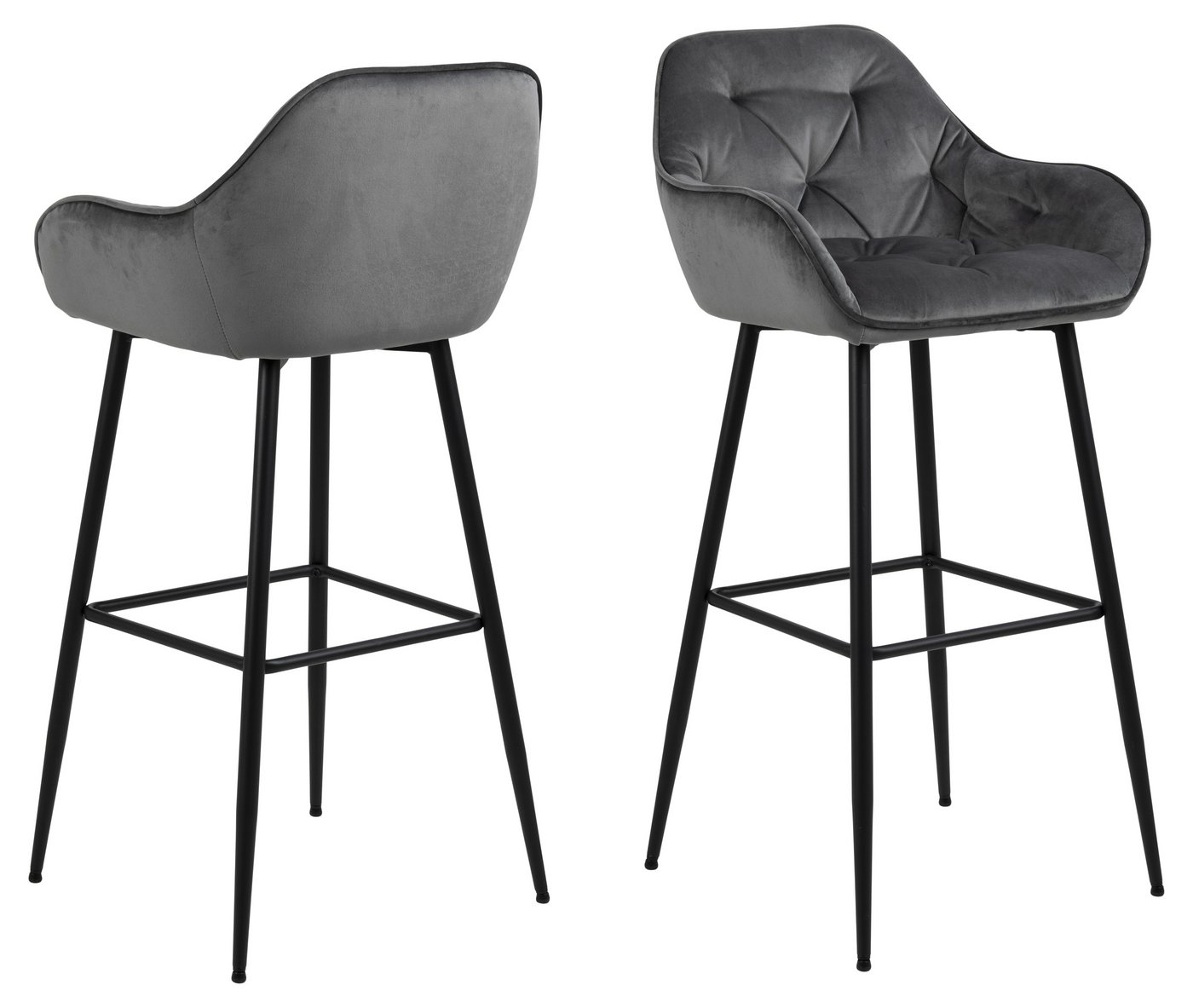 ACTONA GROUP Barhocker (2er-Set) in Grau, Polyester, Stahl - 52x104x53cm (BxHxT) (2er-Set) von ACTONA GROUP