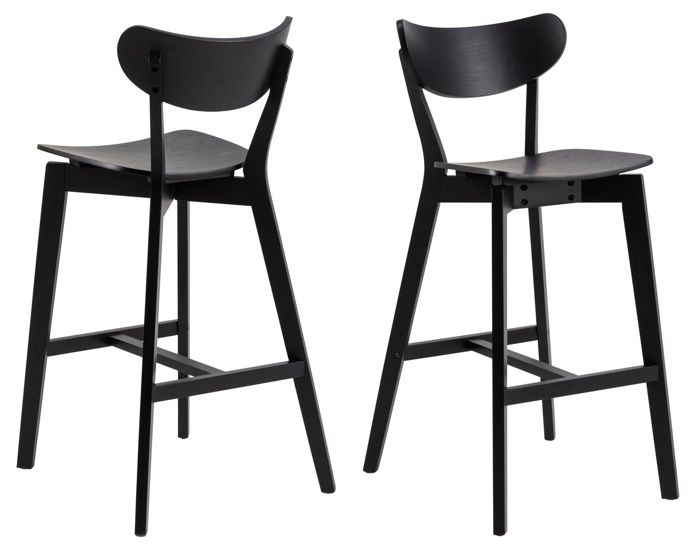 ACTONA GROUP Barhocker (2er-Set) in schwarz, Massicholz - 45x105x49cm (BxHxT) (2er-Set) von ACTONA GROUP