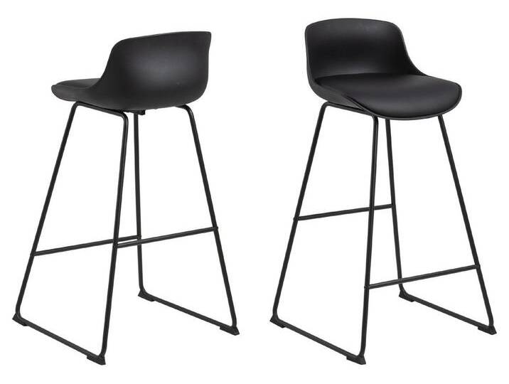 ACTONA GROUP Barhocker (2er-Set) in schwarz, Polyurethan, Stahl - 43x94x49cm (BxHxT) (2er-Set), schwarz von ACTONA-GROUP