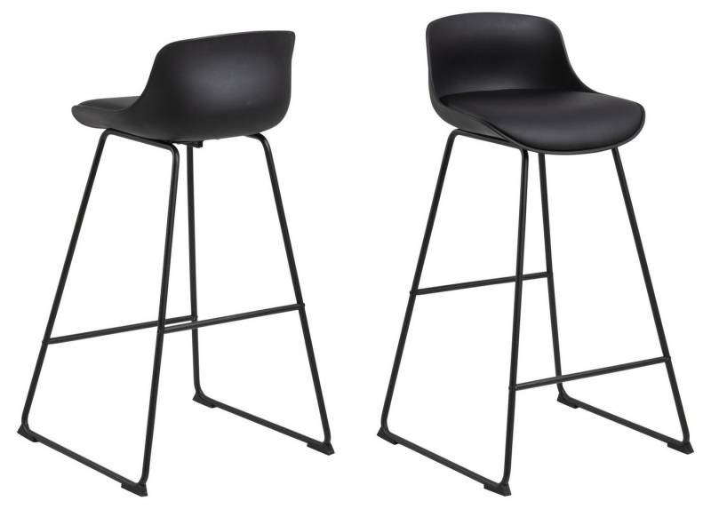 ACTONA GROUP Barhocker (2er-Set) in schwarz, Polyurethan, Stahl - 43x94x49cm (BxHxT) (2er-Set) von ACTONA GROUP