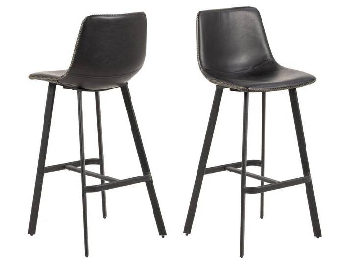 ACTONA GROUP Barhocker (2er-Set) in schwarz - 46,5x103x50 (BxHxT) (2er-Set), schwarz von ACTONA-GROUP