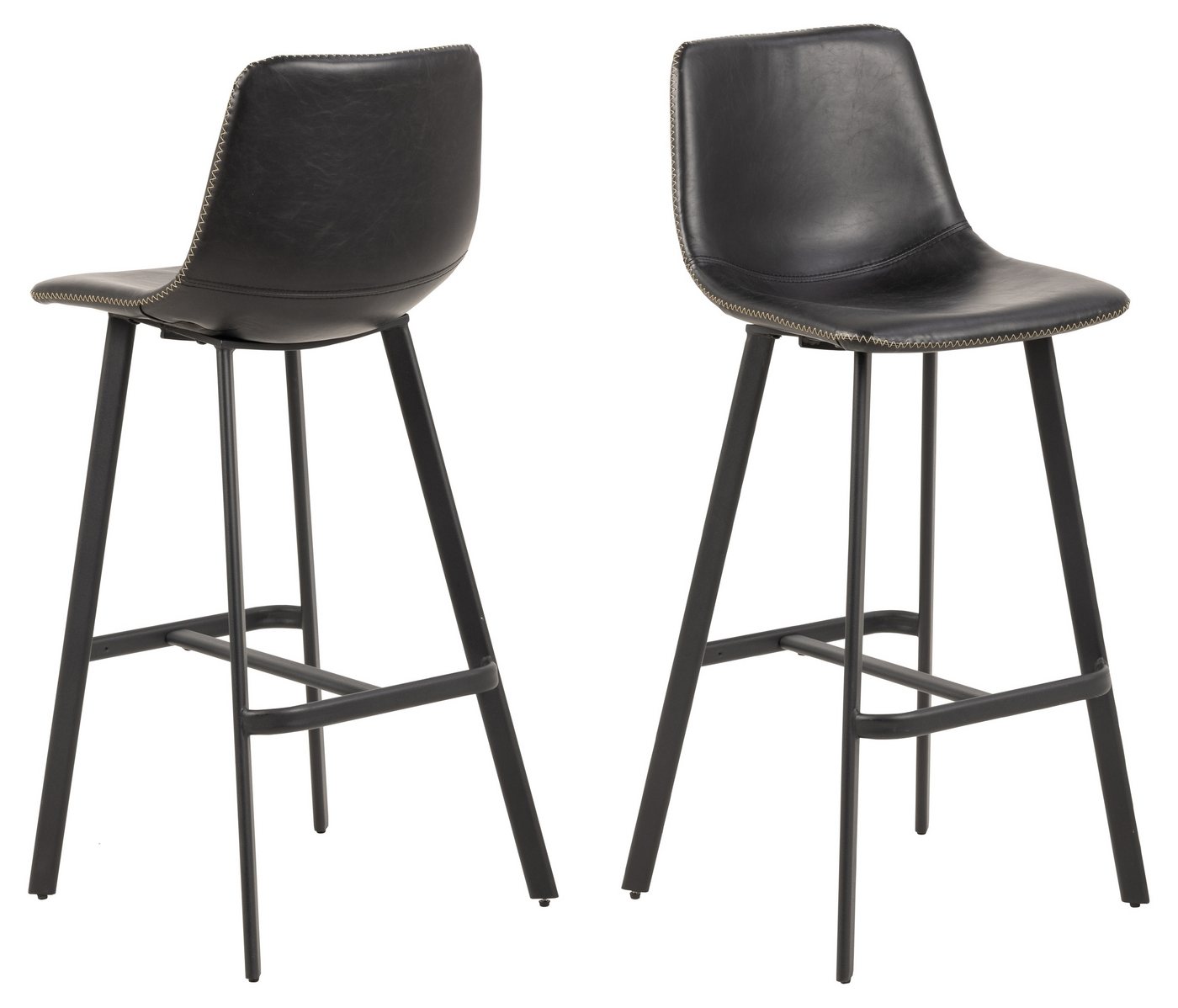 ACTONA GROUP Barhocker (2er-Set) in schwarz - 46,5x103x50 (BxHxT) (2er-Set) von ACTONA GROUP