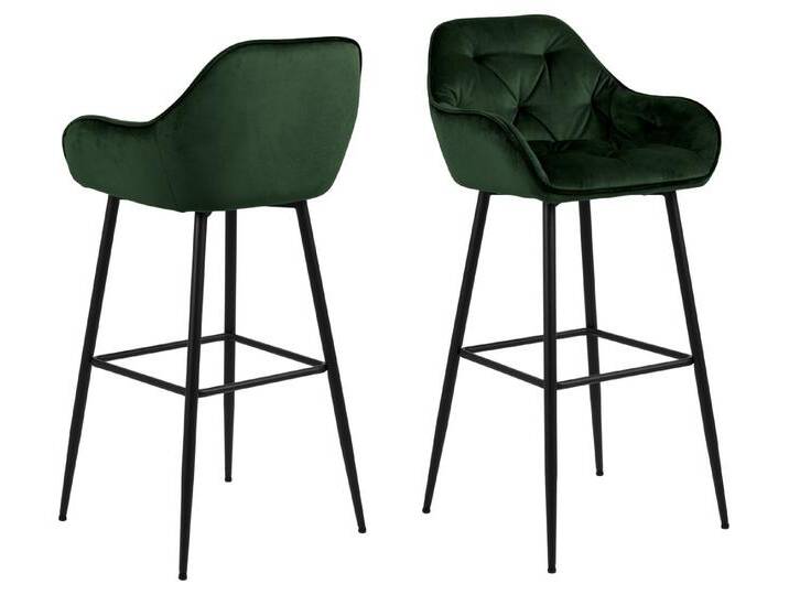 ACTONA GROUP Barhocker (2er-Set) in waldgrün, Polyester, Stahl - 52x104x53cm (BxHxT) (2er-Set), grün von ACTONA-GROUP
