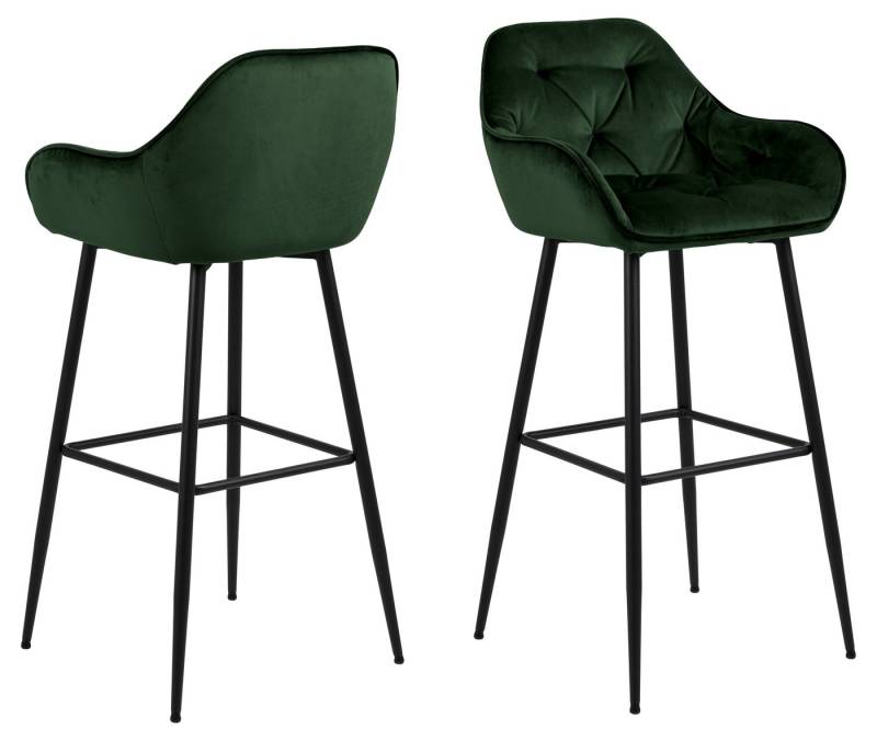 ACTONA GROUP Barhocker (2er-Set) in waldgrün, Polyester, Stahl - 52x104x53cm (BxHxT) (2er-Set) von ACTONA GROUP