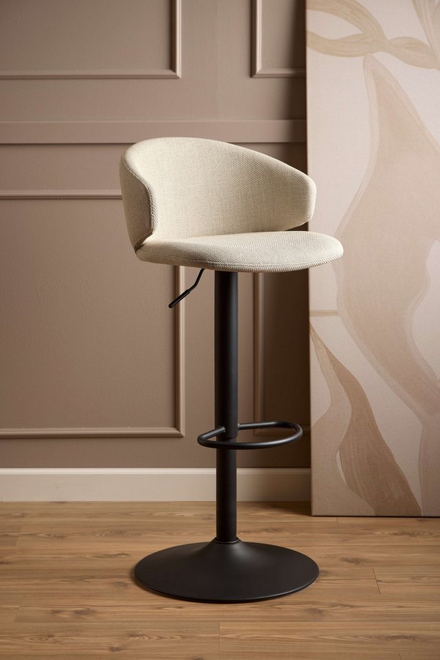 ACTONA GROUP Barhocker Ella (Set, 2 St., 2 stk), Barhocker, Basel beige, Trompete Gestell matt schwarz rau, 2 Stk von ACTONA GROUP