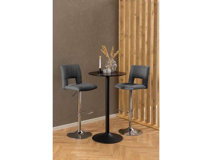 ACTONA GROUP Barhocker Sylvia Barstuhl, Höhenverstellbar, Chrom, Trompetenfuß, Gasfeder, drehbar, vertikale Nähte, 2er-Satz, grau, Dunkelgrau von ACTONA-GROUP