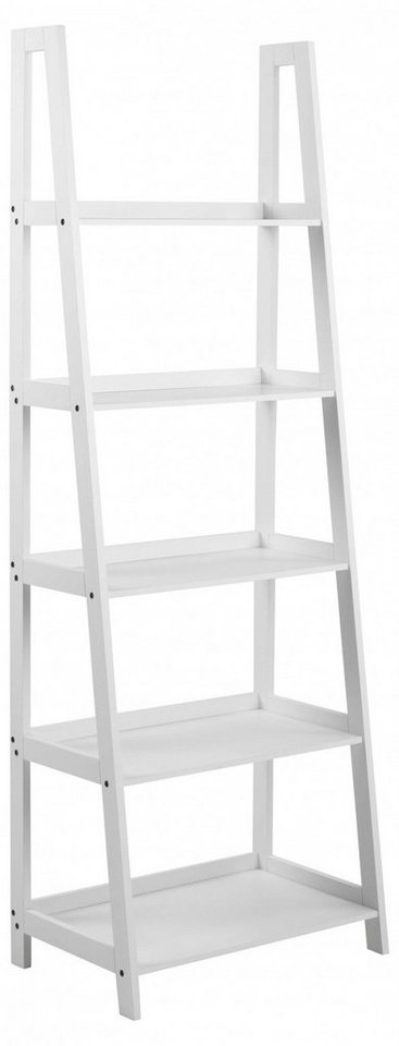 ACTONA GROUP Bücherregal Leiterregal in Weiss oder Schwarz, Standregal, lackiertem Holz, stufenförmig und mit 5 Einlegeböden von ACTONA GROUP