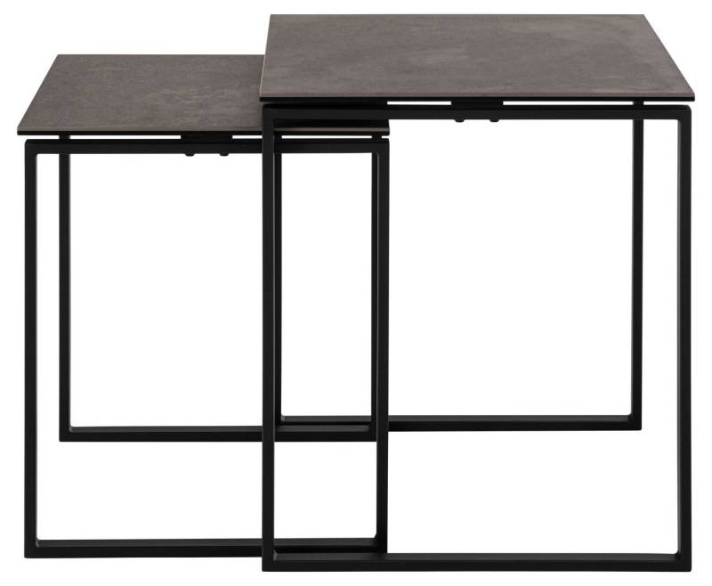 ACTONA GROUP Couchtisch Katrine, 2er-Set, Kaffetisch, Keramik-Tischplatte, modern, Scandi (Set, 2-St., Set aus 2 Couchtischen), Quadratisch, robustes schwarzes Stahlgestell, B: 50 x T: 50 cm von ACTONA GROUP