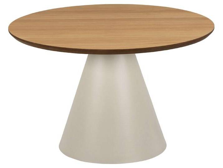 ACTONA GROUP Couchtisch Soli, Rund Couchtisch, Tischplatte matt Eiche, Säule Gestell grau, Ø65x43cm, grau, Ø65x43 cm von ACTONA-GROUP
