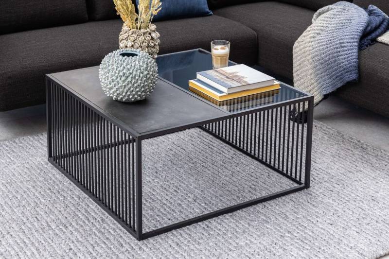 ACTONA GROUP Couchtisch Strington Sofatisch, TOPSELLER!, verschiedene Größen, pflegeleicht (Couchtisch, Beistelltisch, Kaffeetisch, OTTOs Choice), schwarze Marmoroptik, gehärtetem Glas, Metalllamellen, belastbar 20 kg von ACTONA GROUP