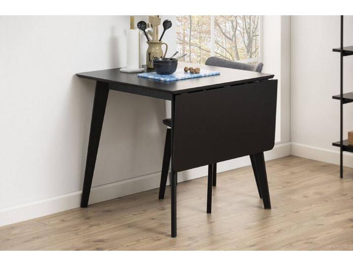 ACTONA GROUP Esstisch Roxby (1-St), Küchentisch, Tischplatte in MDF und Eiche Furnier, mit 1 Klappe, schwarz von ACTONA-GROUP