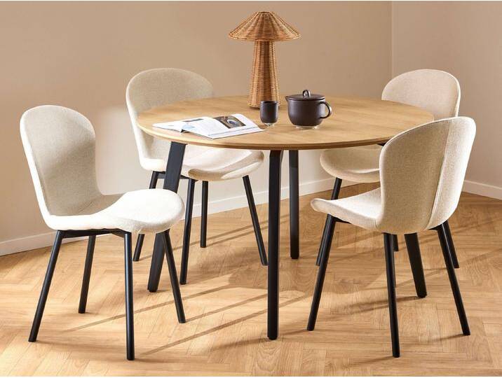 ACTONA GROUP Esszimmer-Set Essgruppe, Speisetisch mit Wohnzimmerstühlen, (Set, 5-St., 1x Tisch + 4x Stühle), 1x Tisch + 4x Stühle, beige schwarz von ACTONA-GROUP