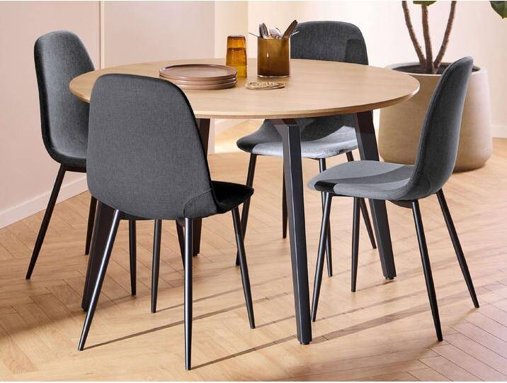 ACTONA GROUP Esszimmer-Set Essgruppe, Speisetisch mit Wohnzimmerstühlen, (Set, 5-St., 1x Tisch + 4x Stühle), 1x Tisch + 4x Stühle, beige schwarz von ACTONA-GROUP