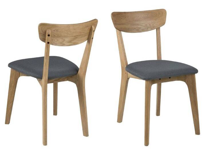 ACTONA GROUP Esszimmerstuhl (2er-Set) in Grau, Stoff, Eiche - 45x80x49cm (BxHxT) (2er-Set), grau von ACTONA-GROUP